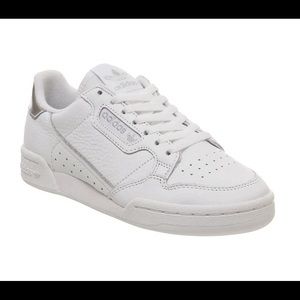 Adidas continental 80 white and silver sneakers